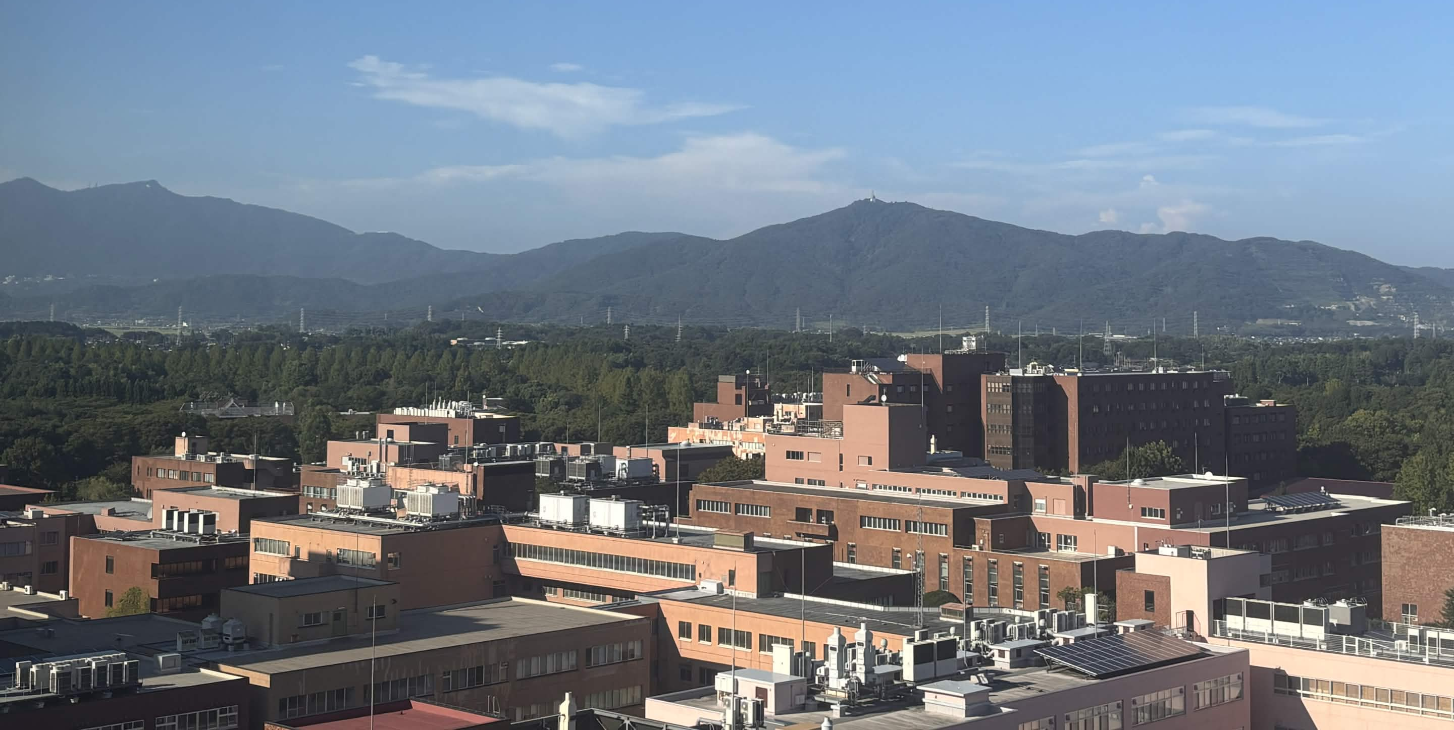 筑波大学からの筑波山の眺め。